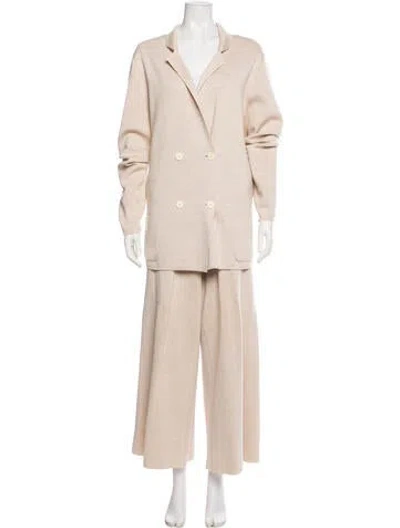 Pre-owned The Row Chopok Jacket And Pant Set Merino Wool Pantsuit In Neutral