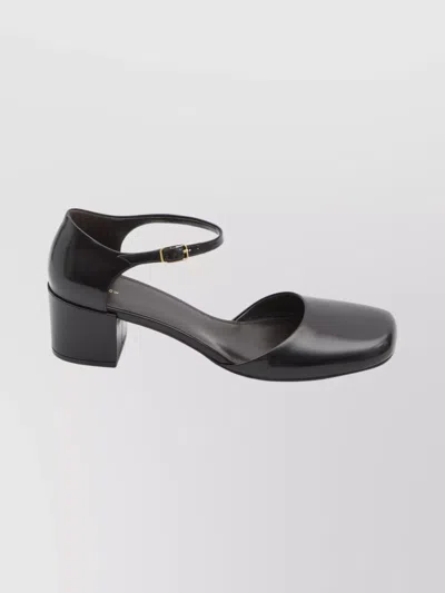 The Row Chunky Heel Square Toe Pumps In Black