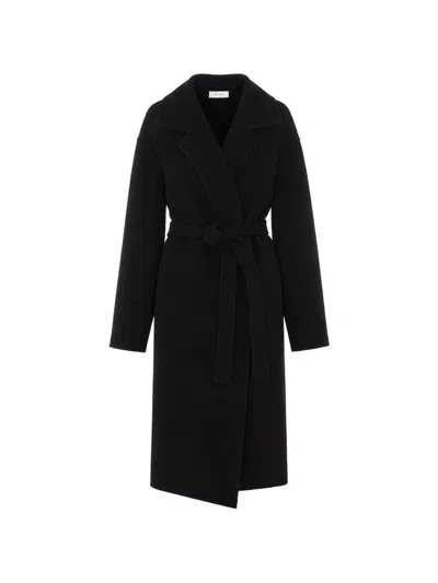 The Row Ciara Wool Long Coat In Black