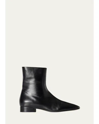The Row Cindy Leather Ankle Boots In Black