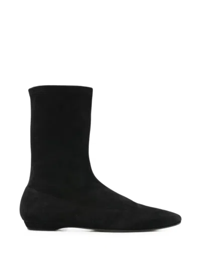 The Row Cindy Round-toe Ankle Boots In Schwarz