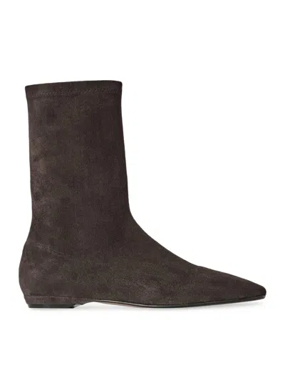 The Row Cindy Stretch Boot In Brown
