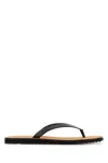 The Row Beach Leather Flip Flops In Black