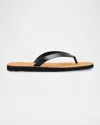 The Row City Leather Flat Thong Sandals In Black/natural