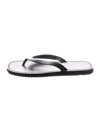 Pre-owned The Row City Leather Flip Flops In Black