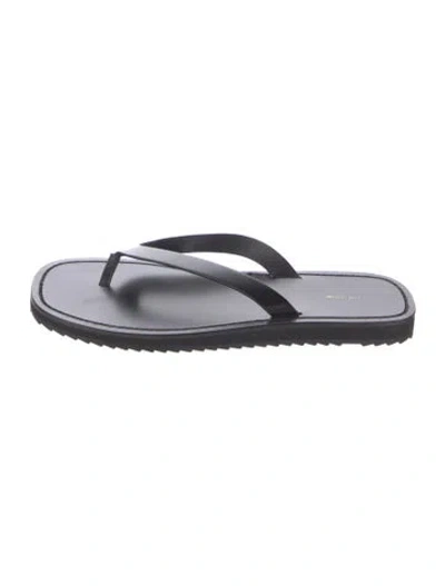 Pre-owned The Row City Leather Flip Flops In Black
