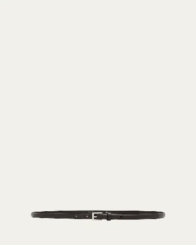 The Row City Leather Skinny Belt In Brown