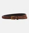 The Row City Suede Belt In Brown