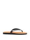 The Row City Leather Flat Thong Sandals In Black