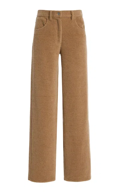 The Row Clair Corduroy Mid-rise Straight-leg Jeans In Neutral