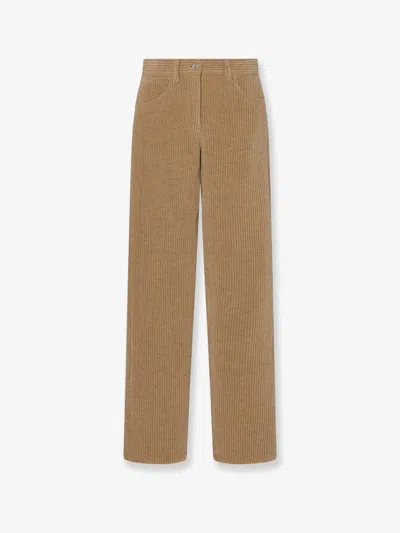 The Row Textured Wool Blend Trousers Featuring Pockets In Brown