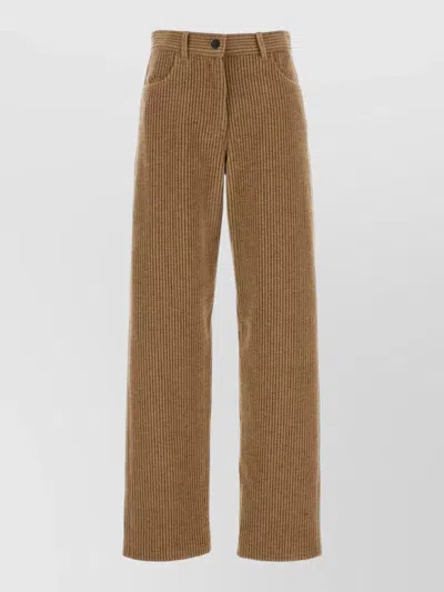 The Row Clair Corduroy Wide Leg Tailored Trousers In Brown