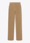 The Row Textured Wool Blend Trousers Featuring Pockets In Brown