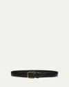 The Row Classic Calf Leather Belt In Black Shiny Gold