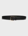 The Row Classic Calf Leather Belt In Black Shiny Gold
