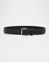 The Row Classic Pebbled Leather Belt In Black