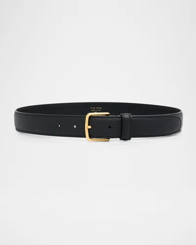 The Row Classic Pebbled Leather Belt In Black