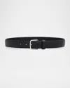 The Row Classic Pebbled Leather Belt In Black