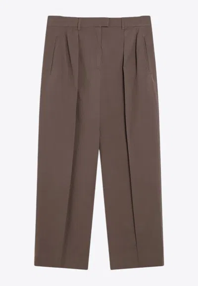 The Row Classic Straight-leg Pants In Brown