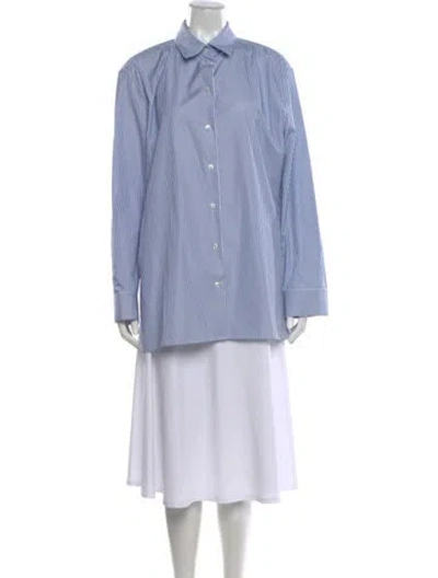 Pre-owned The Row Classic Striped Button-up Top In Blue