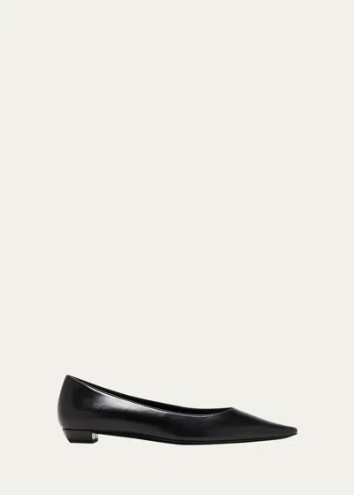 The Row Claudette Leather Ballerina Flats In Black