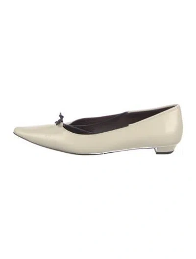 Pre-owned The Row Claudette Leather Ballet Flats In Neutral