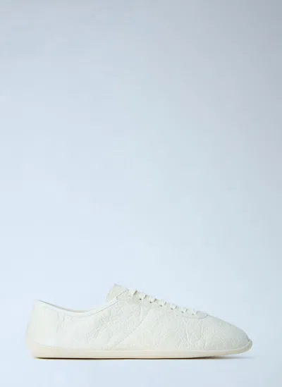 The Row Clement Crinkled-leather Sneakers In White