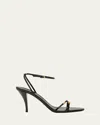 The Row Cleo Leather Stiletto Sandals In Black / Gold
