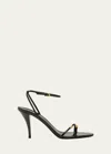The Row Cleo Bijoux Strappy Leather Sandals In Blackgold