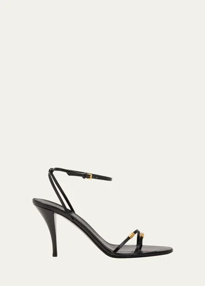 The Row Cleo Bijoux Strappy Leather Sandals In Blackgold