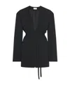 The Row Clio Belted Collarless Wool Serge Jacket In Black