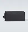 The Row Clovis Leather-trimmed Toiletry Pouch In Blue