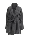 The Row Waist Belted Shawl Lapels V-neck Coat In Grey
