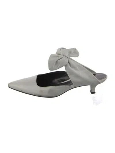 Pre-owned The Row Coco Leather Mules & Clogs Suede Mules In Silver