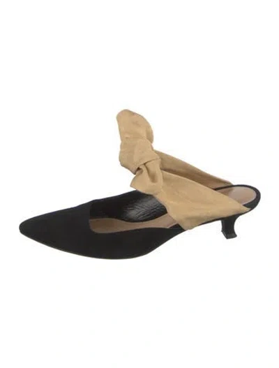Pre-owned The Row Coco Suede Mules In Black
