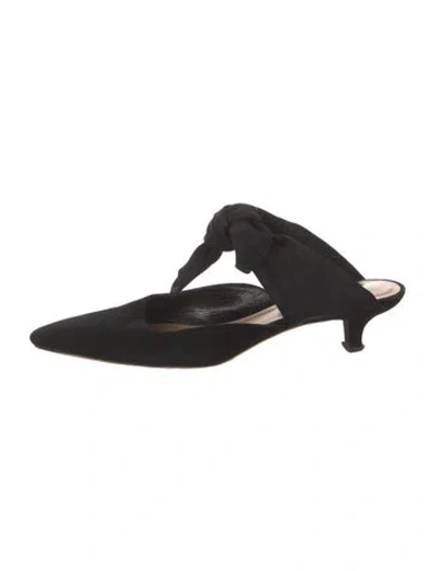 Pre-owned The Row Coco Suede Mules In Black