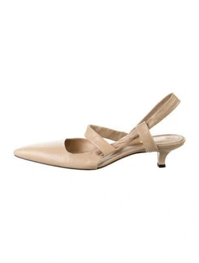 Pre-owned The Row Coco Twist Leather Slingback Pumps In Neutrals