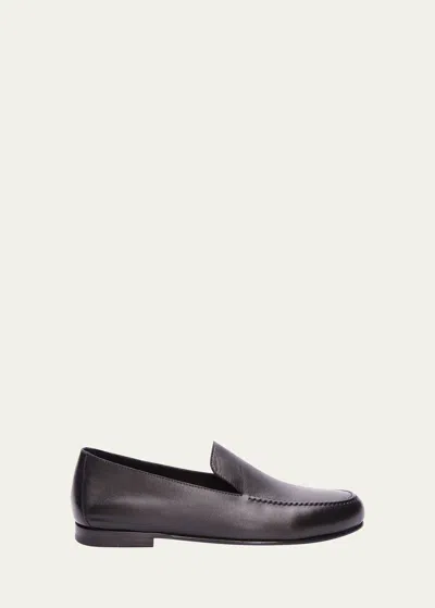 The Row Colette Leather Slip-on Loafers In Chocolate