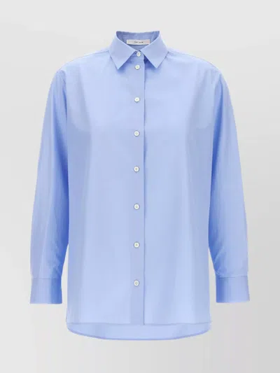 The Row Collared Shirt With Curved Hem And Long Sleeves In Blue