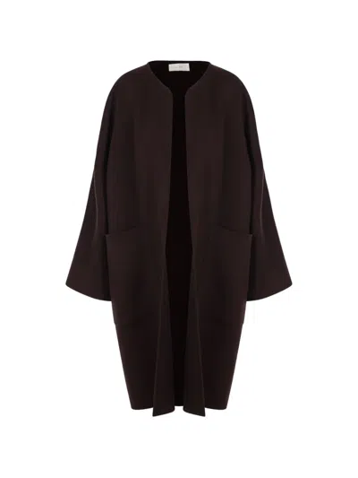 The Row Collarless Open-front Coat In Black
