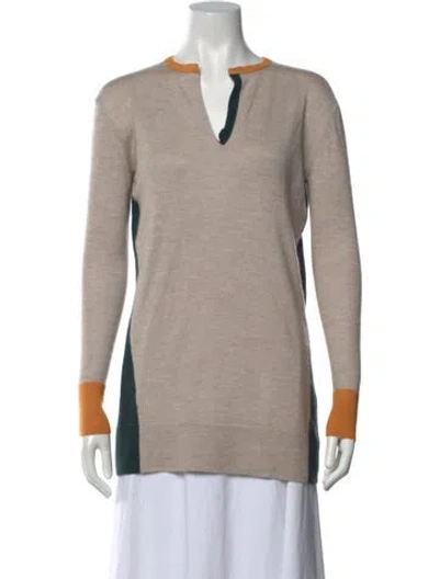Pre-owned The Row Colorblock Pattern V-neck Sweater In Neutrals