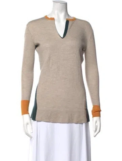 Pre-owned The Row Colorblock Pattern V-neck Sweater In Neutrals
