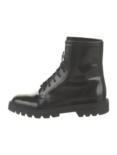 Pre-owned The Row Combat Bootie Leather Combat Boots In Black