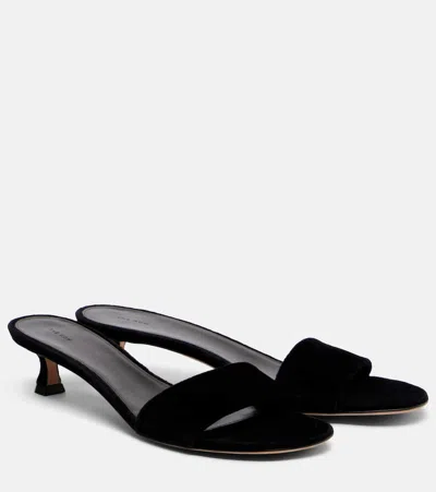 The Row Combo Leather Slides In Black