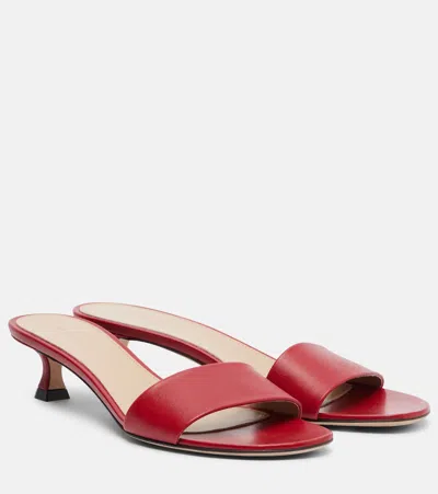 The Row 40mm Combo Leather Slide Sandals In Red