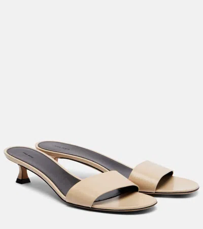 The Row Combo Leather Slides In Nude