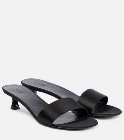 The Row Combo Satin Mules In Black