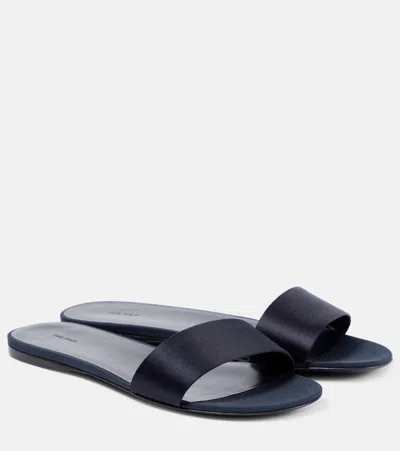 The Row Combo Satin Slides In Blue