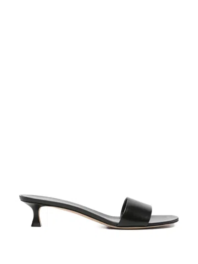 The Row Combo Two Leather Sandals In Black