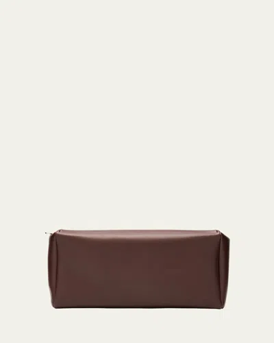 The Row Compact Clutch Bag In Nappa Leather In Brown